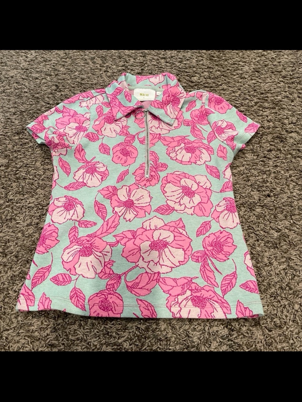 maeve anthropologie floral jacquard although shirt size XS